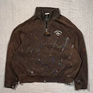 Paint splatter y2k distressed Tommy Bahama brown quarter zip embroidered logo